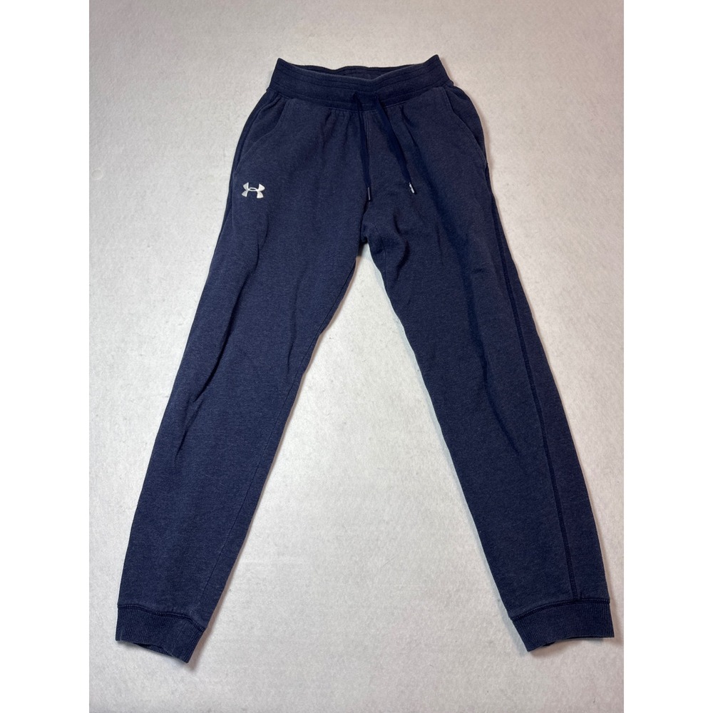 Under Armour Mens Rival Fleece Joggers Navy Blue Heather Tapered Pants SM P CH